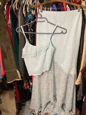 Women 2 Piece Skirt Set Light Blue Small